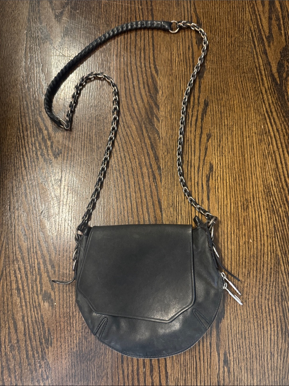 Rag and bone Black Leather Chain-Accent small Crossbody Bag